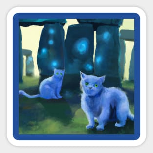 Magical Blue Cats Infest Stonehenge Sticker